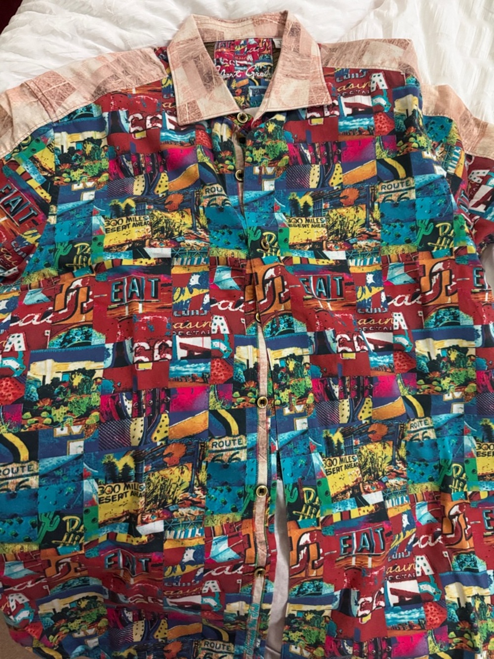 Robert Graham Multicolor Patchwork Collar Shirt with Red and Blue Accents